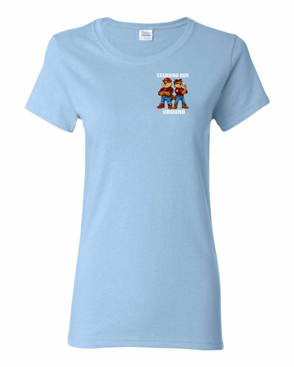 Standing Our Ground Left Chest Women's Tee in Light Blue