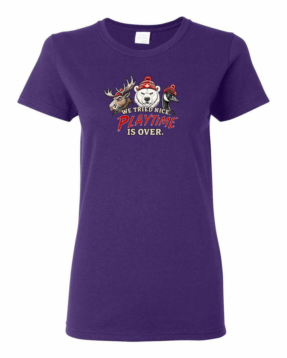 We Tried Nice New Full Front Women's Tee in Purple