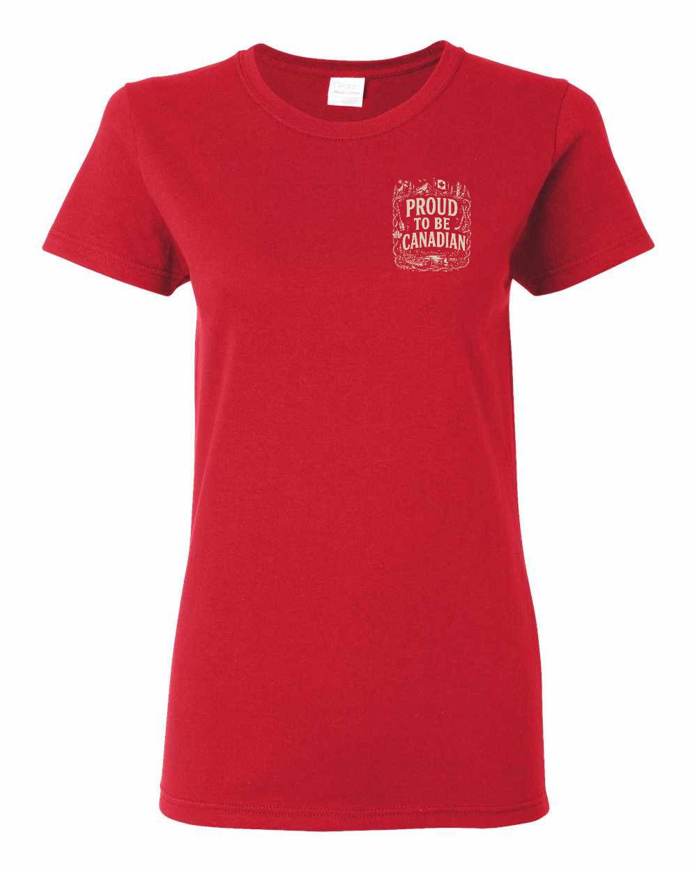 Proud To Be Canadian Folk Left Chest  Women's Tee