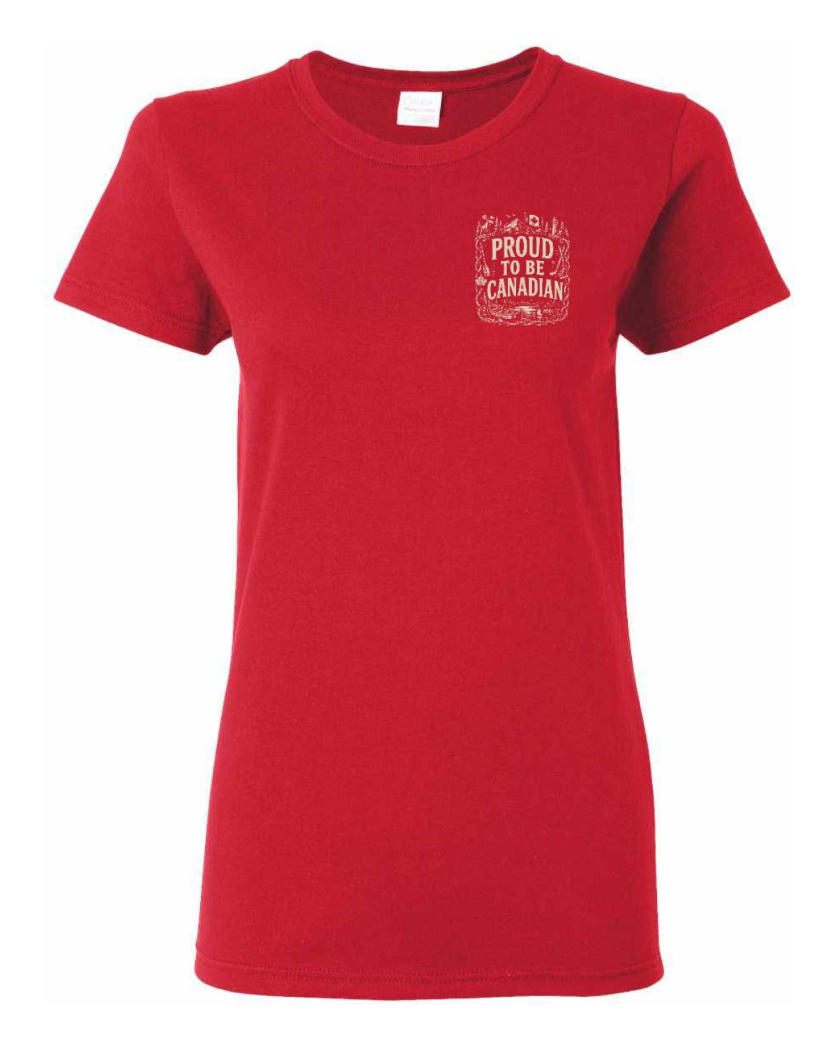 Proud To Be Canadian Folk Left Chest and Back  Women's Tee