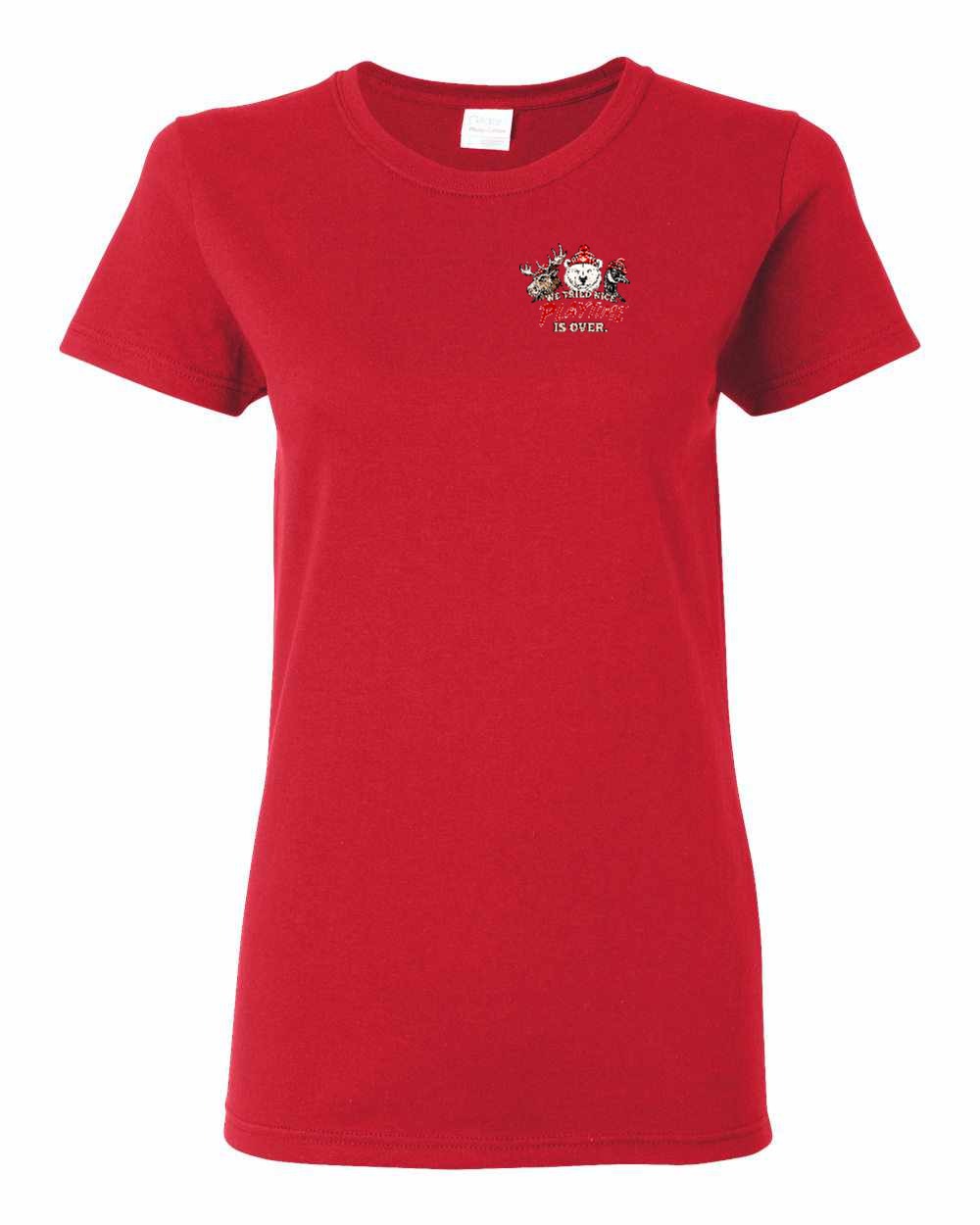 We Tried Nice New Left Chest and Back Women's Tee in Red