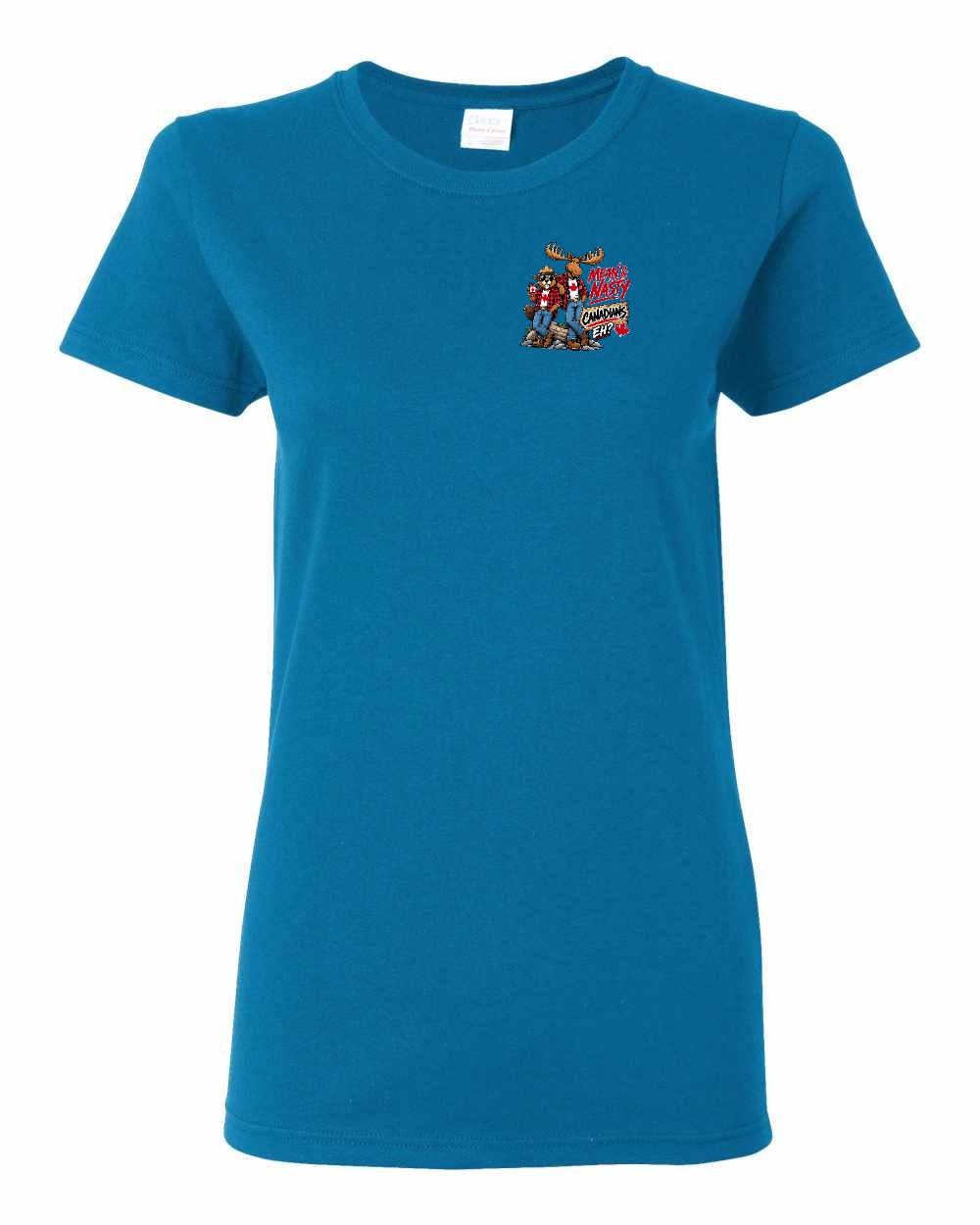 Mean and Nasty New Left Chest and Back Women's Tee in Sapphire
