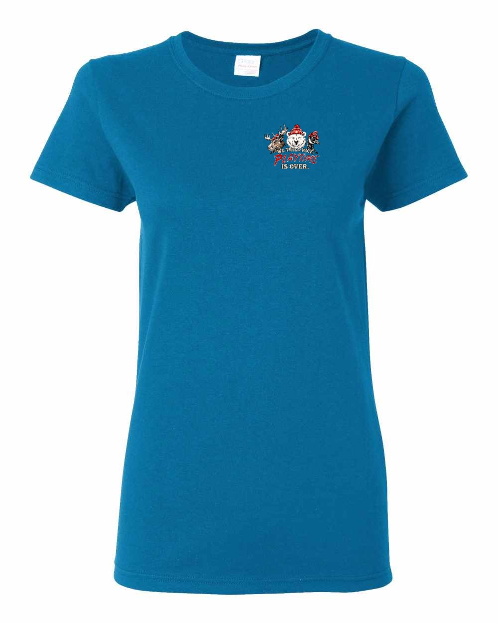 We Tried Nice New Left Chest and Back Women's Tee in Sapphire