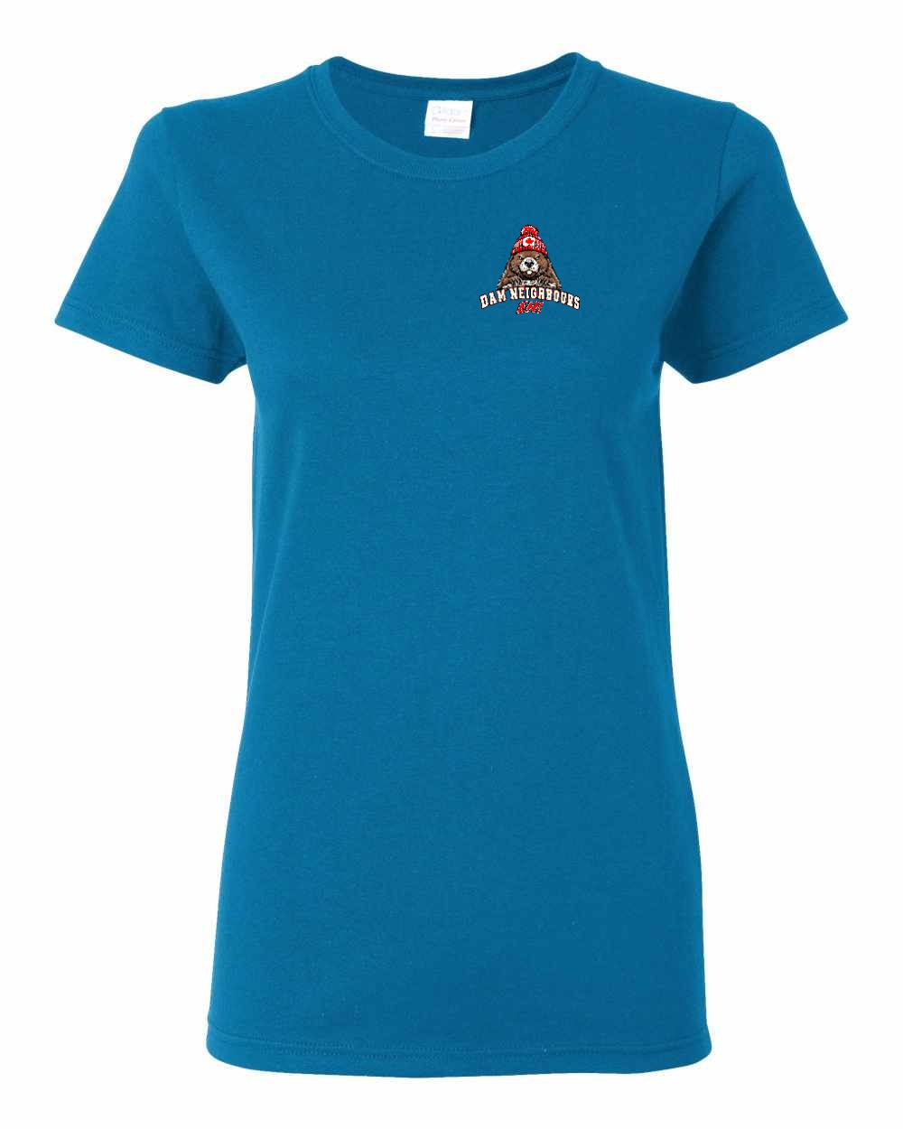 Dam Neighbours Left Chest and Back Women's Tee in Sapphire