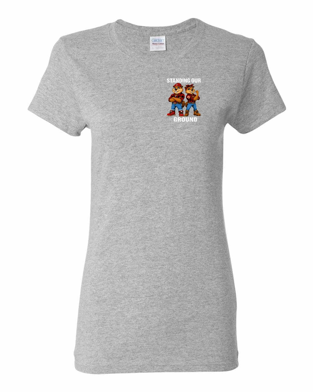 Standing Our Ground Left Chest Women's Tee in Sport Grey