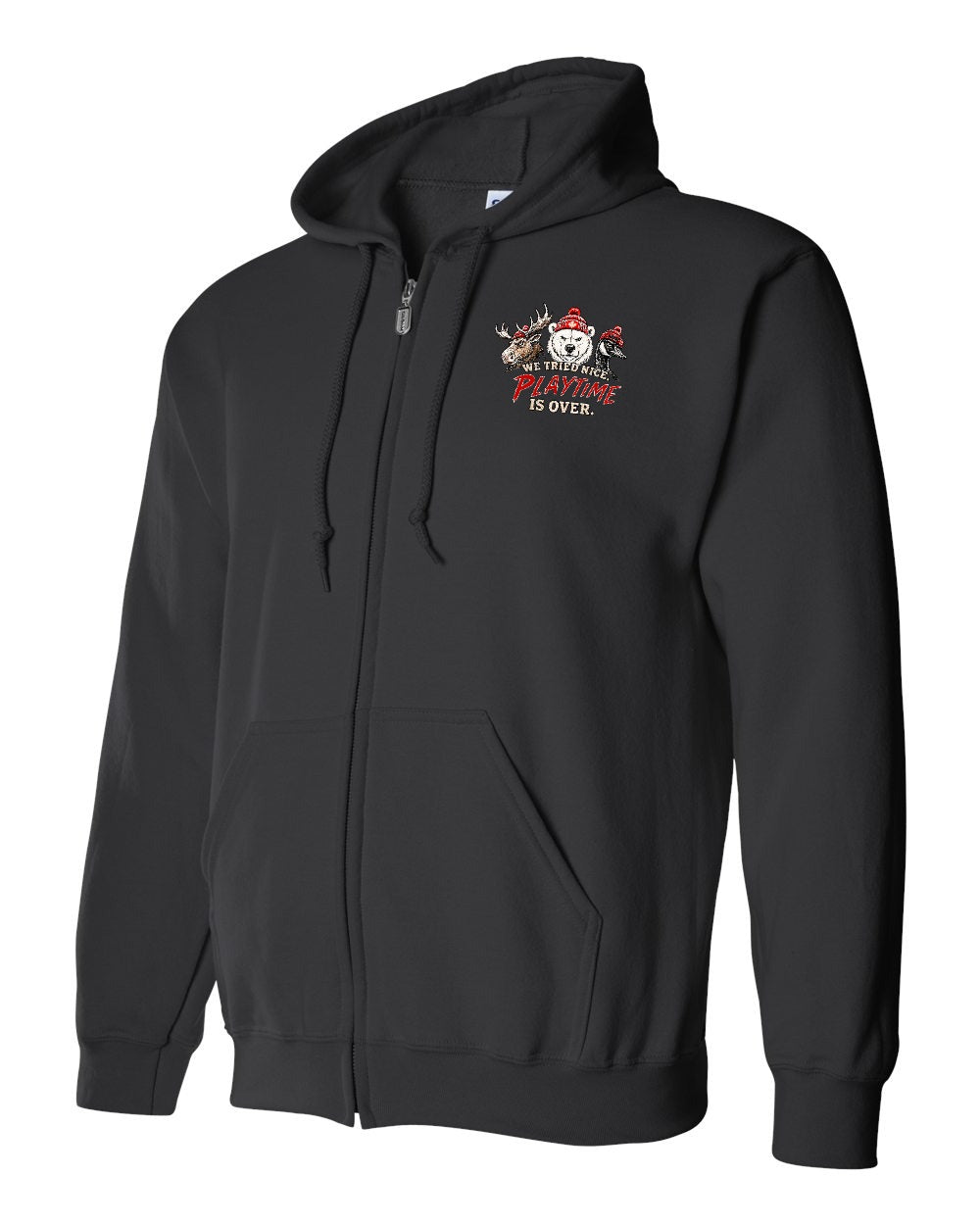 We Tried Nice New Left Chest Zip Hoodie in Black