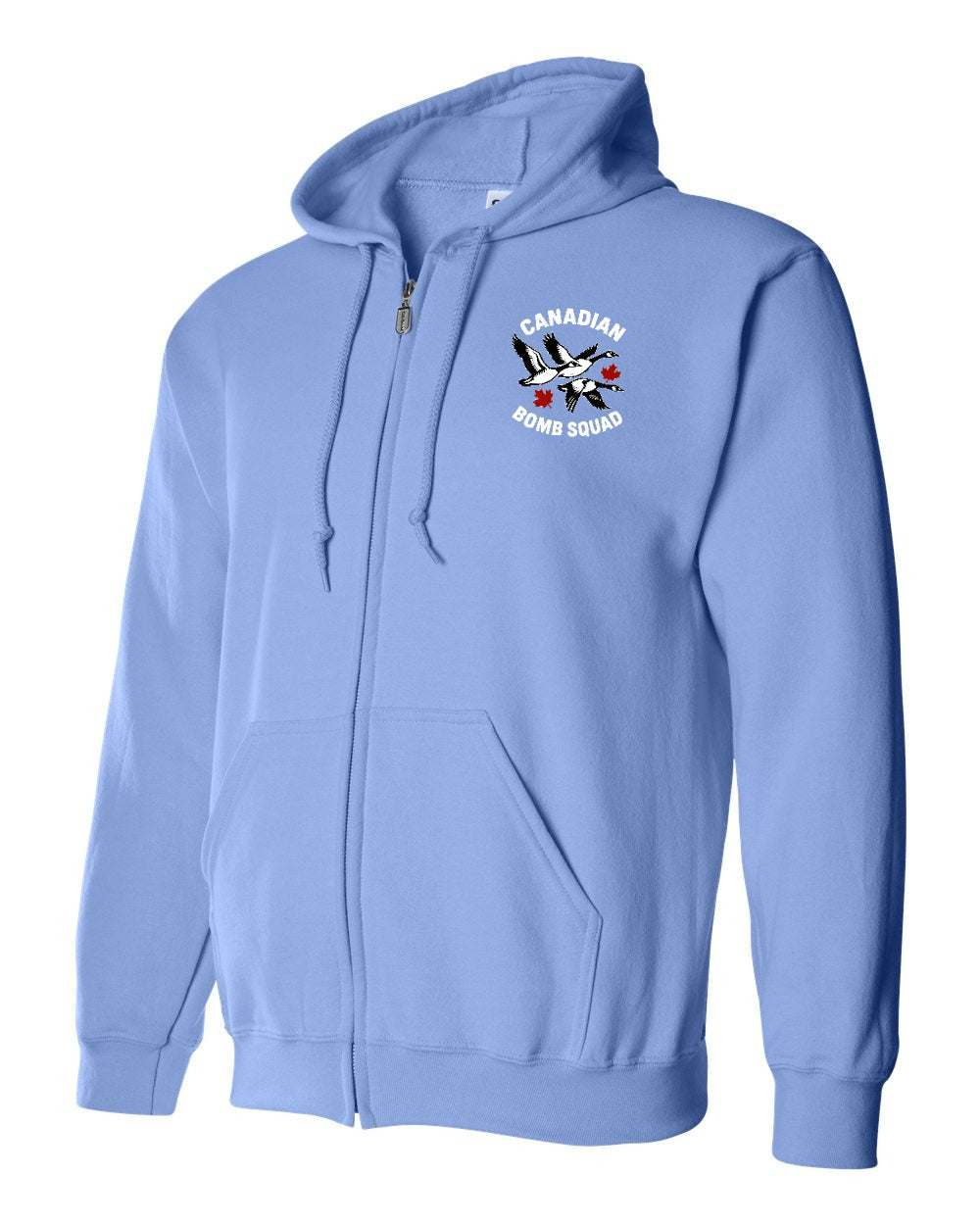 Canadian Bomb Squad Cropped Left Chest Zip Hoodie in Carolina Blue