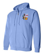 Poked the Wrong Goose Left Chest Zip Hoodie in Carolina Blue