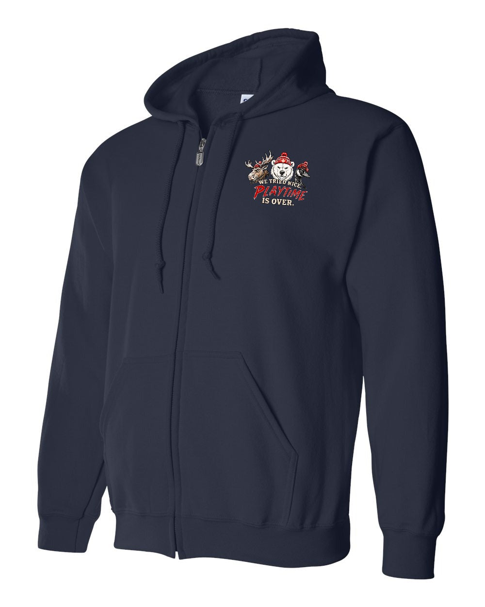 We Tried Nice New Left Chest Zip Hoodie in Navy