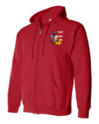 Poked the Wrong Goose Left Chest Zip Hoodie in Red