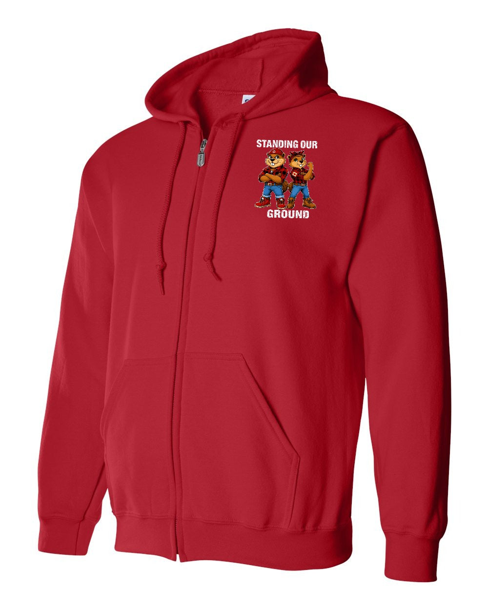 Standing Our Ground Left Chest Zip Hoodie in Red