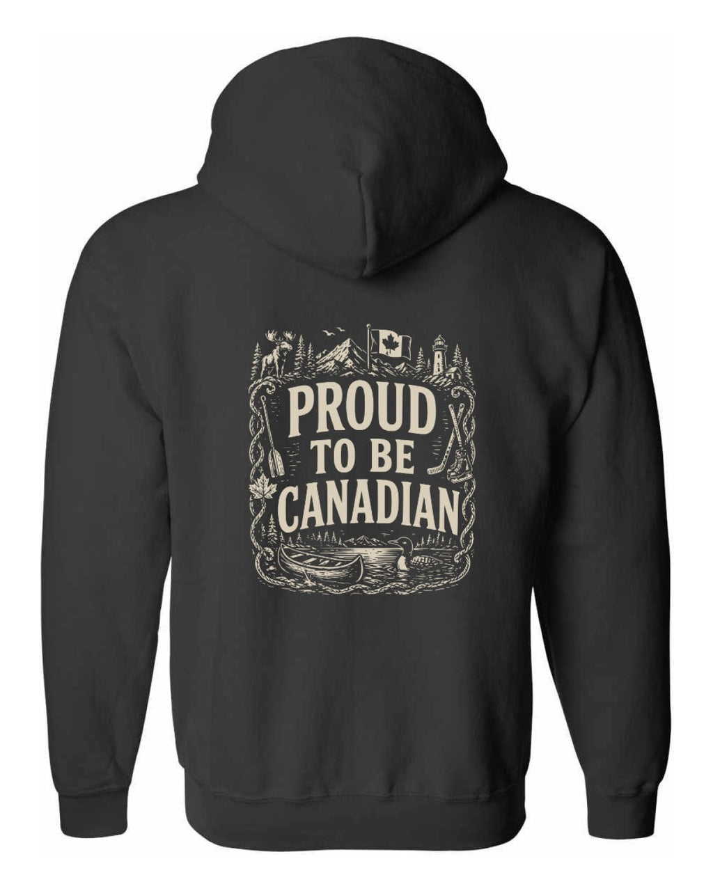 Proud To Be Canadian Left Chest and Back Zip Hoodie - Unisex