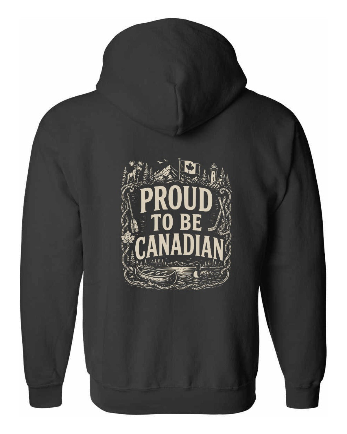 Proud To Be Canadian Left Chest and Back Zip Hoodie - Unisex