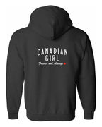 Canadian Girl Forever and Always Left Chest and Back Zip Hoodie - Unisex