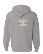 Canadian Born and Raised Sign Left Chest and Back Zip Hoodie - Unisex