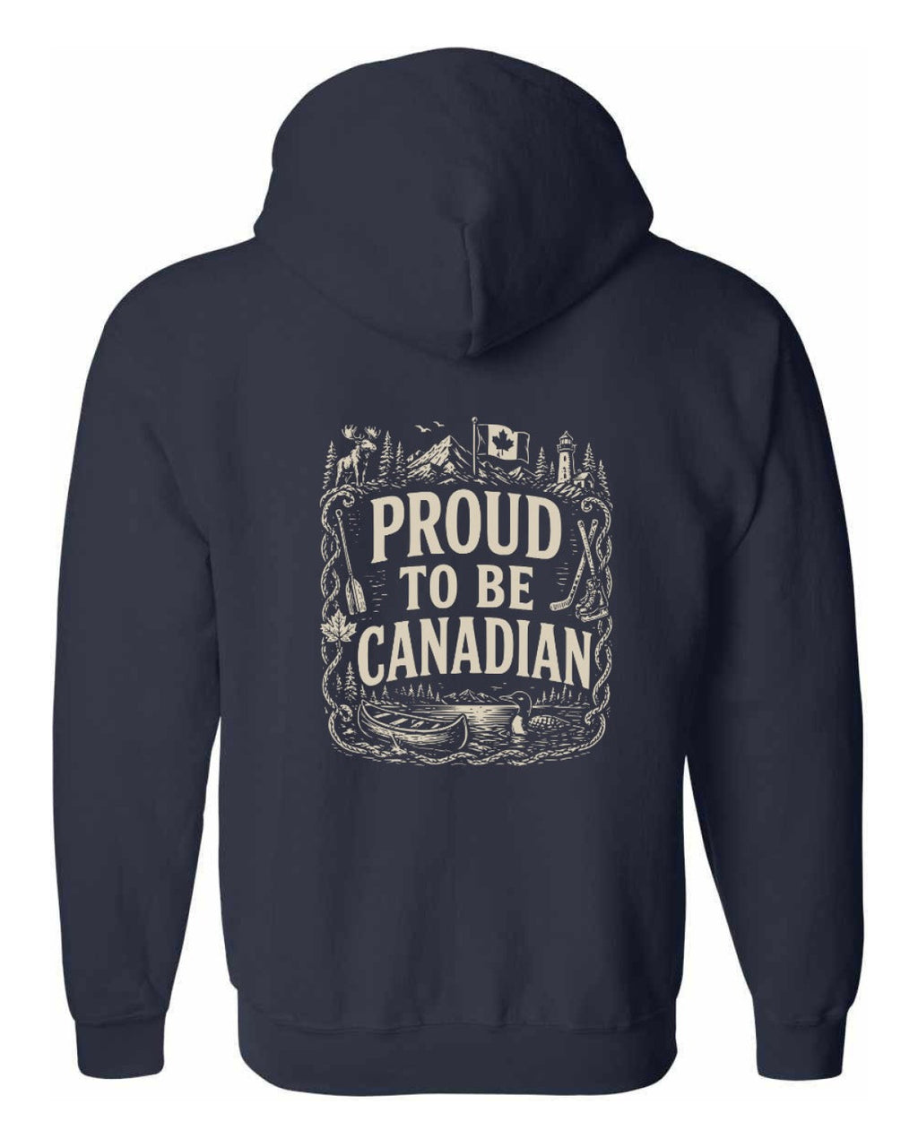 Proud To Be Canadian Left Chest and Back Zip Hoodie - Unisex