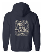 Proud To Be Canadian Left Chest and Back Zip Hoodie - Unisex
