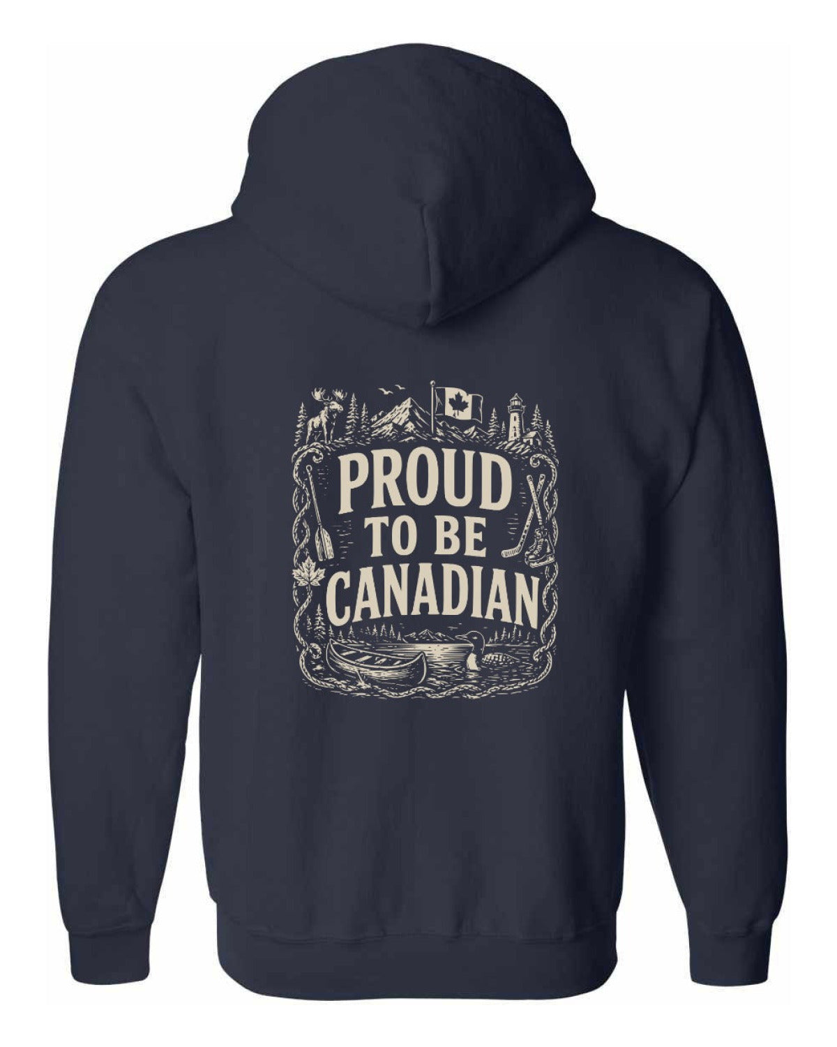 Proud To Be Canadian Left Chest and Back Zip Hoodie - Unisex