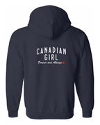 Canadian Girl Forever and Always Left Chest and Back Zip Hoodie - Unisex