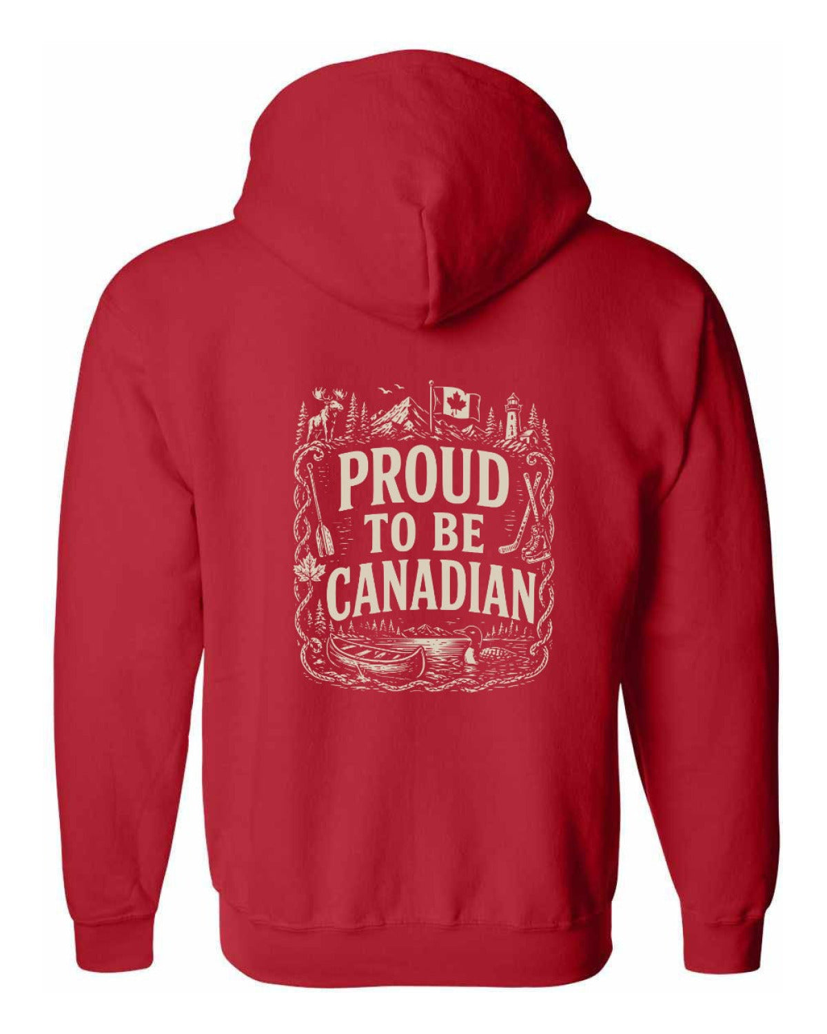 Proud To Be Canadian Left Chest and Back Zip Hoodie - Unisex