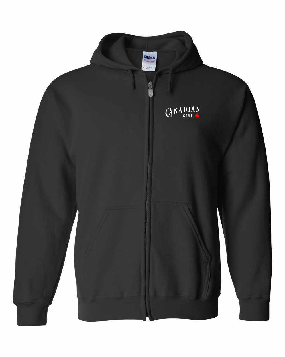 Canadian Girl Leaf Left Chest Zip Hoodie - Unisex