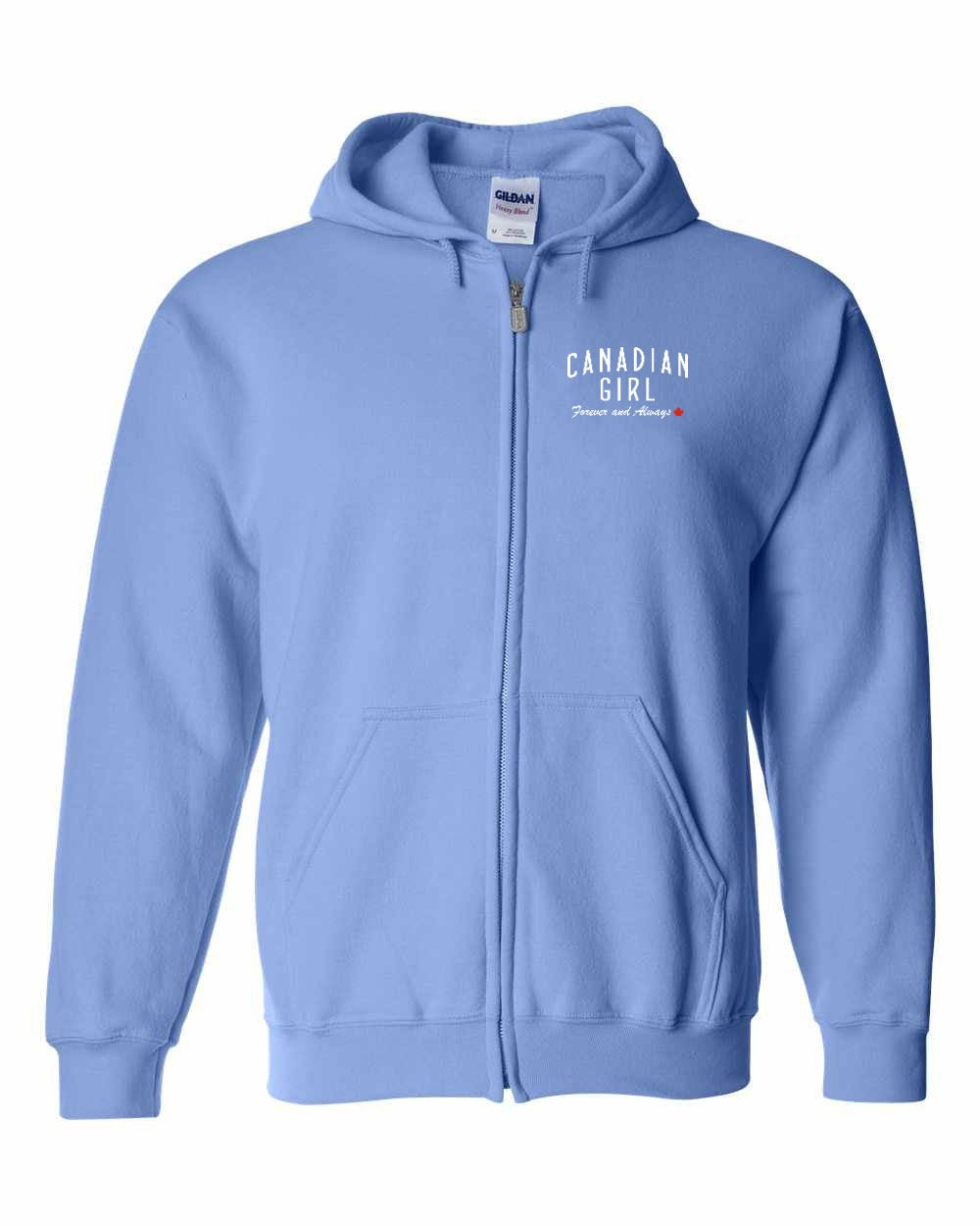 Canadian Girl Forever and Always Left Chest Zip Hoodie