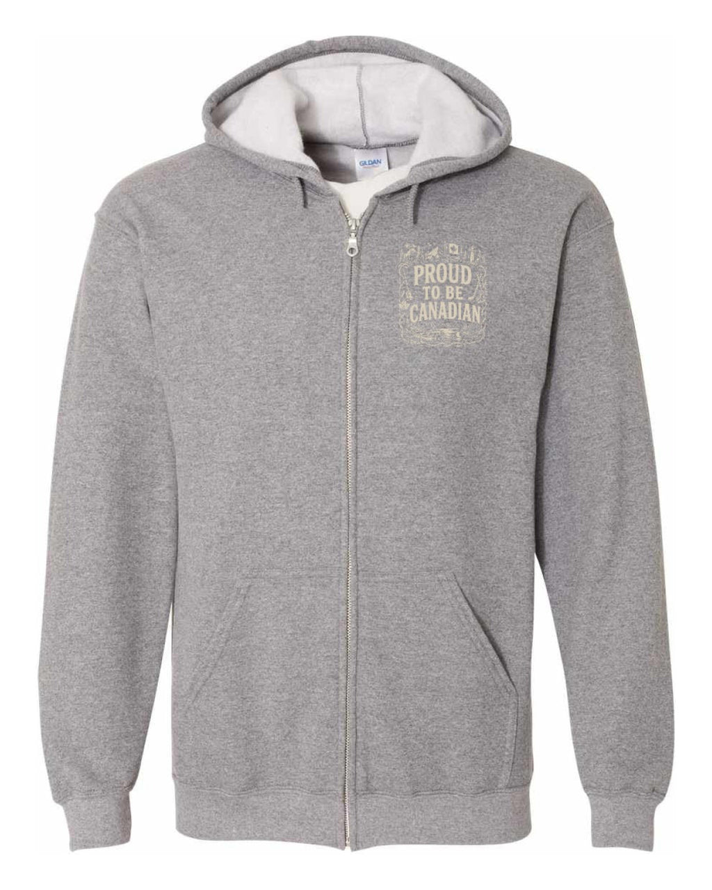 Proud To Be Canadian Left Chest and Back Zip Hoodie - Unisex