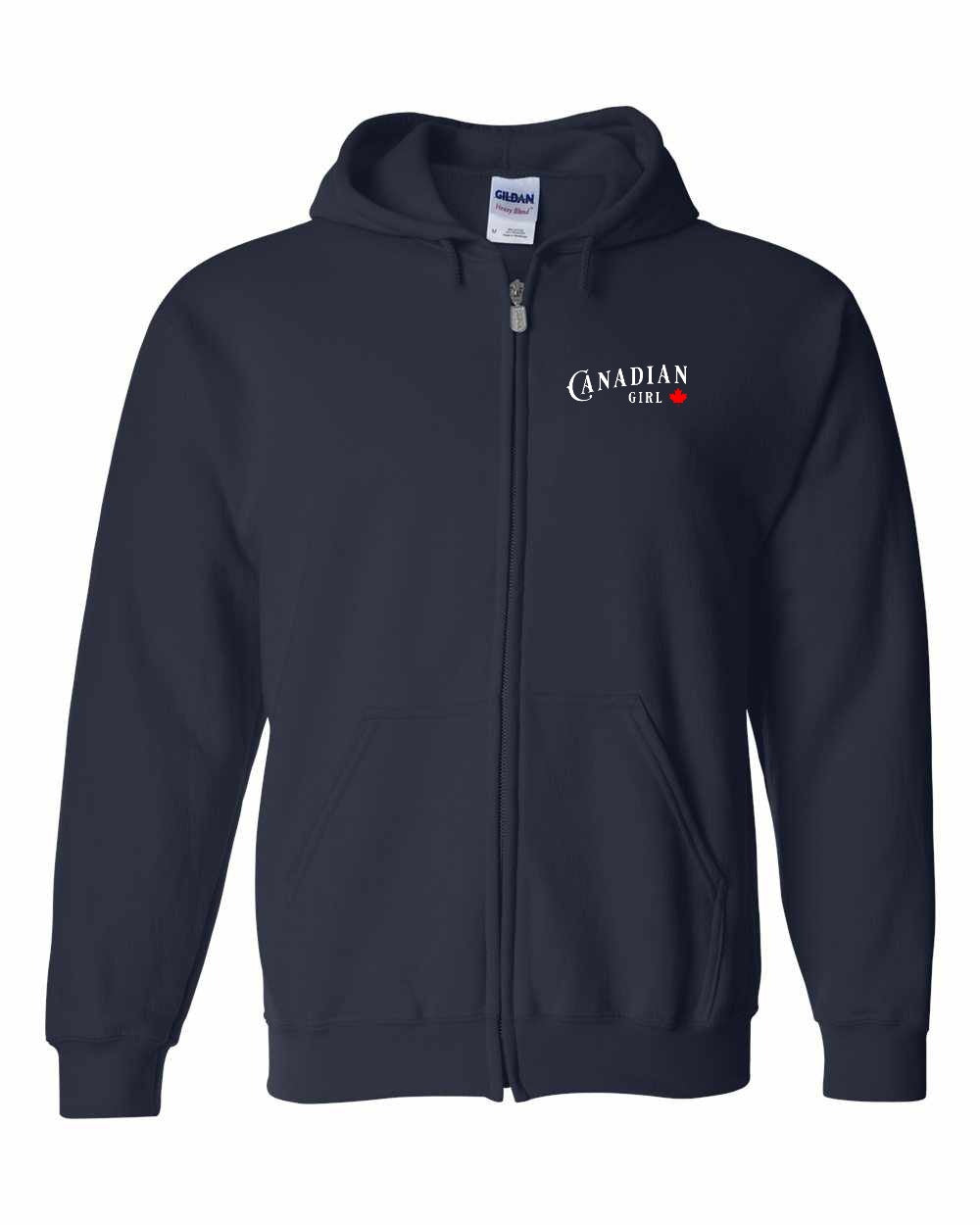 Canadian Girl Leaf Left Chest Zip Hoodie - Unisex