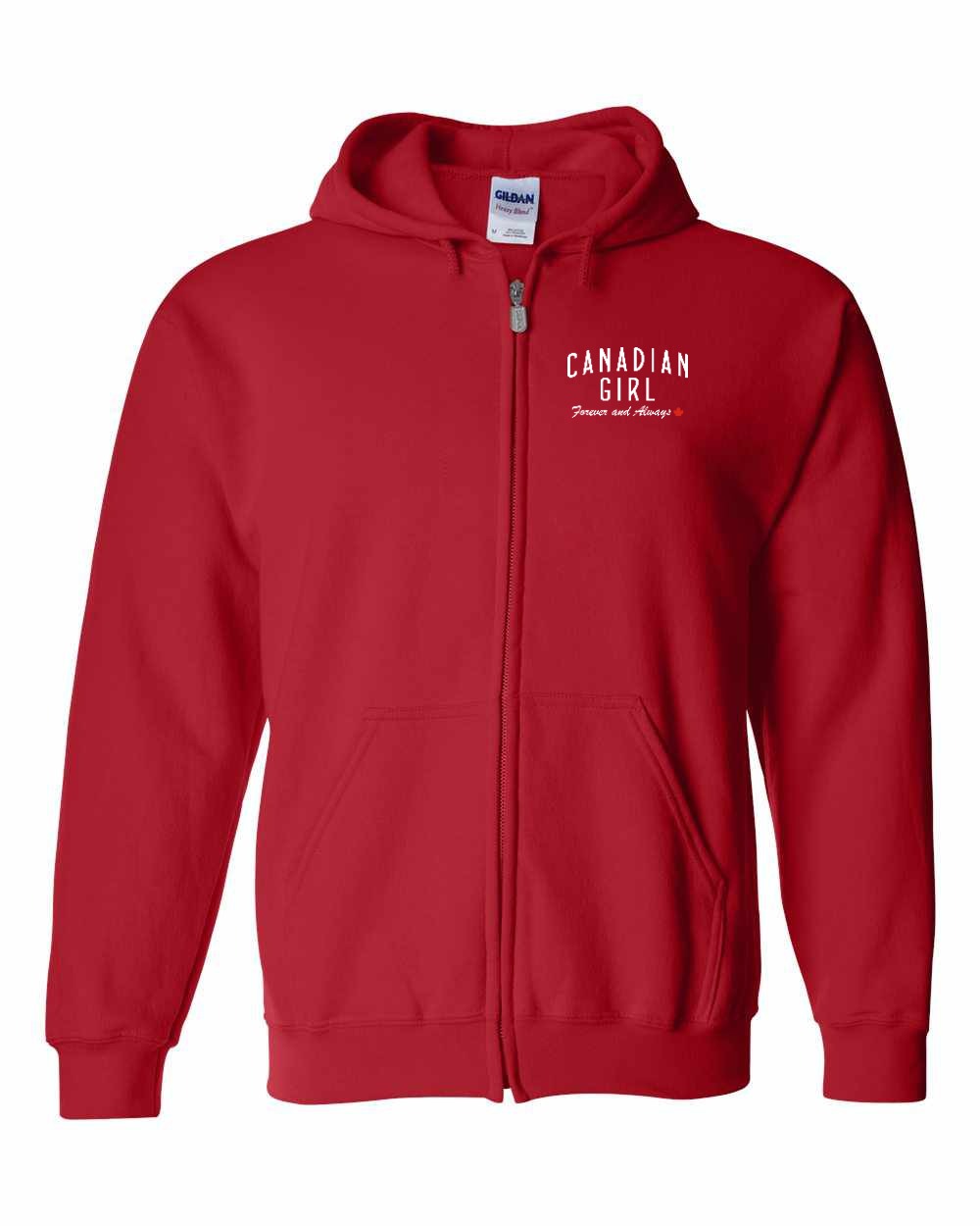 Canadian Girl Forever and Always Left Chest Zip Hoodie