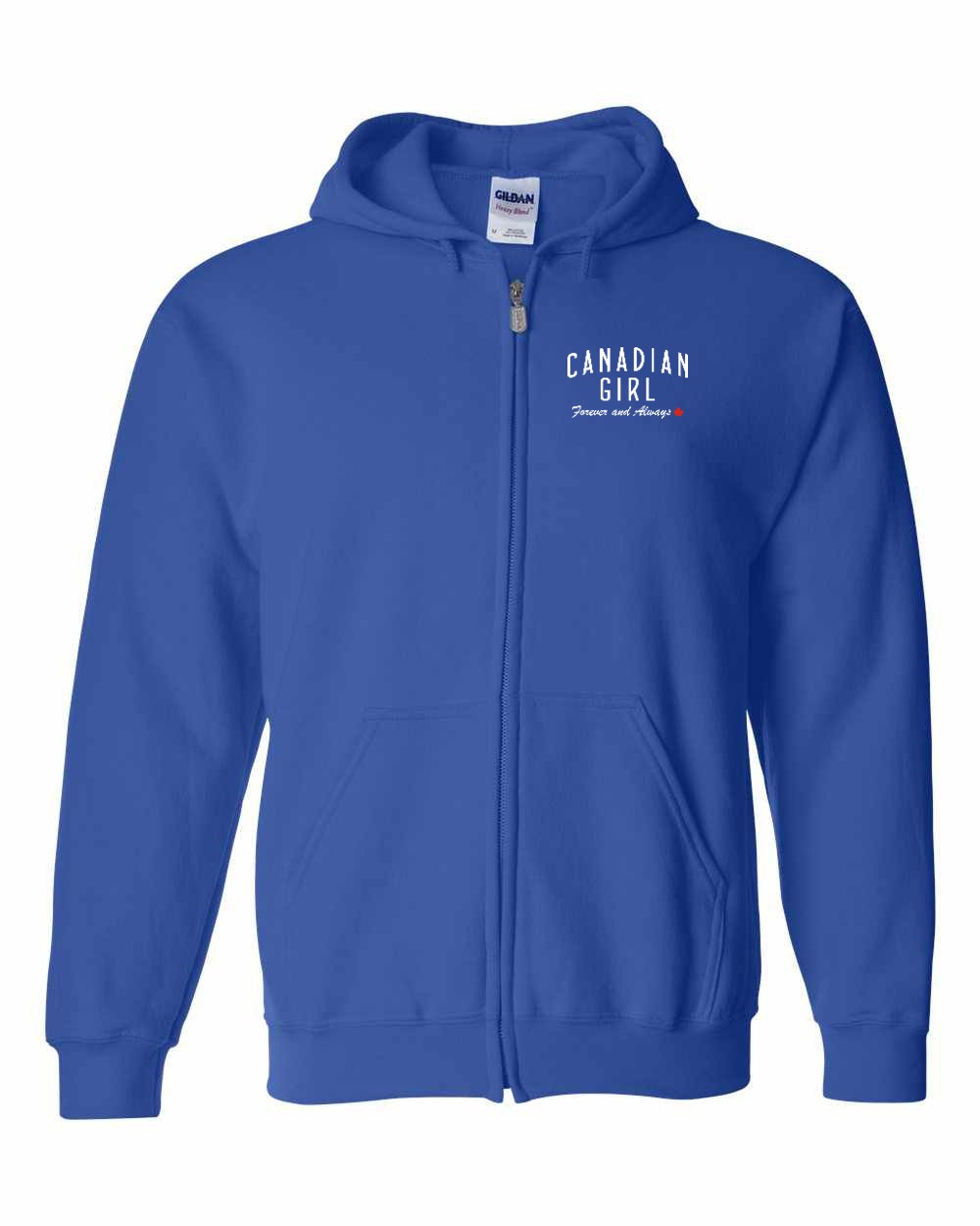 Canadian Girl Forever and Always Left Chest Zip Hoodie